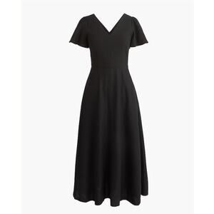 NWT J.Crew Linen Blend Midi Dress Black Size 4